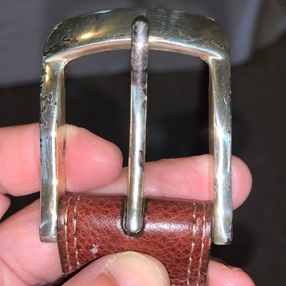 BRIGHTON leather belt Made in USA SIZE 38 brown Italian calfskin - Picture 11 of 12